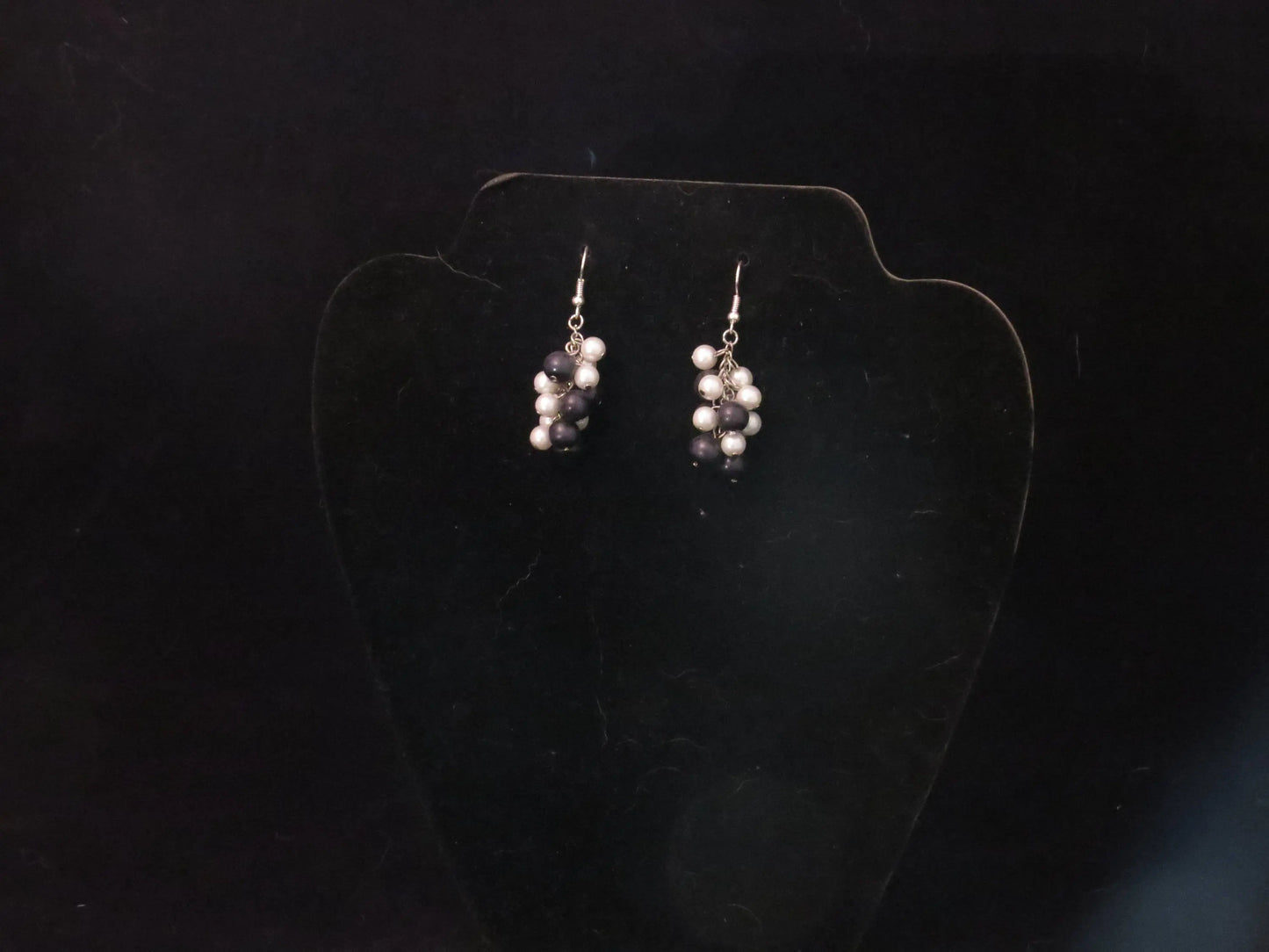 Black & While Pearl Cluster Earrings