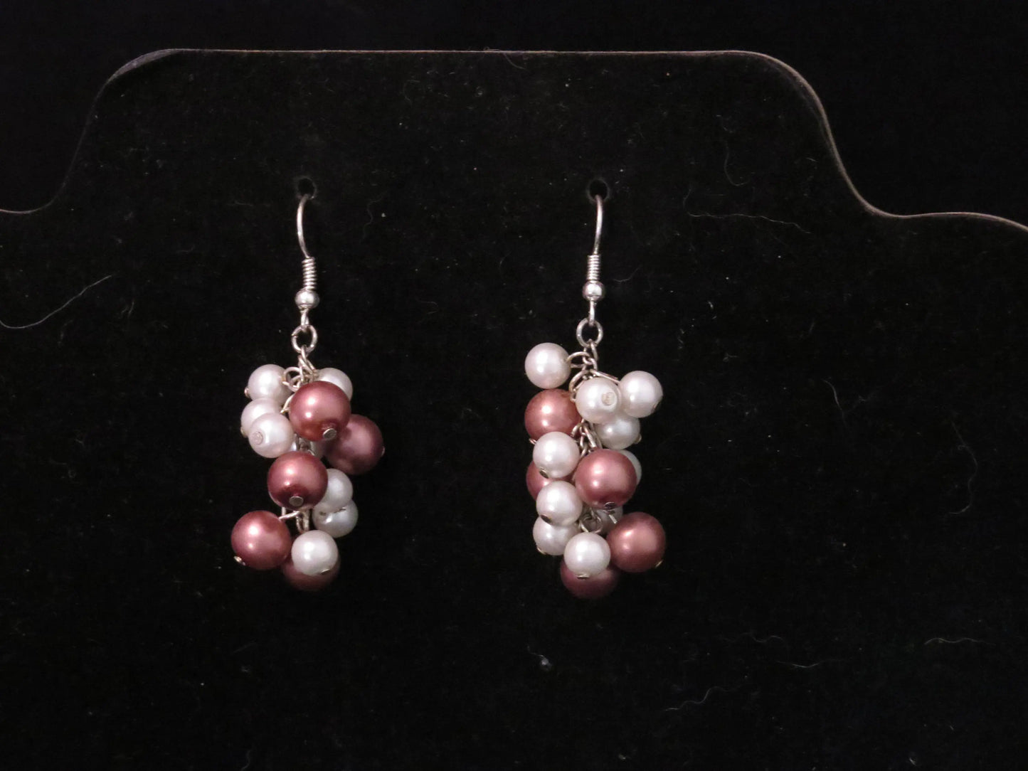 Light Brown & White Pearl Cluster Earrings