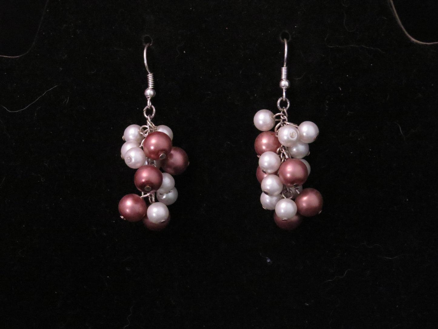 Light Brown & White Pearl Cluster Earrings