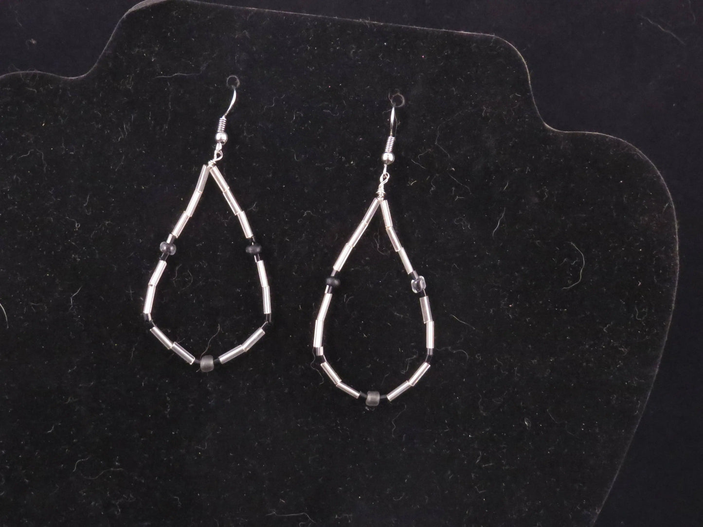 Silver & black Teardrop Earrings