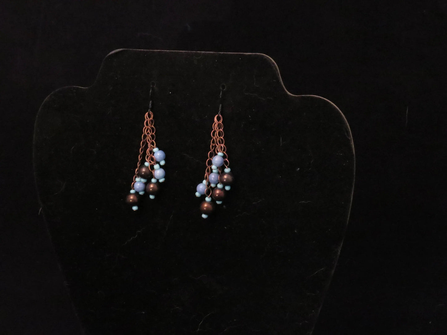 Blue & Brown Chain Earrings