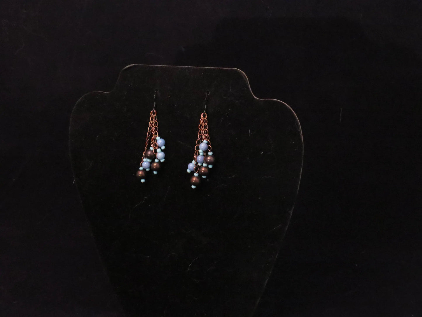 Blue & Brown Chain Earrings