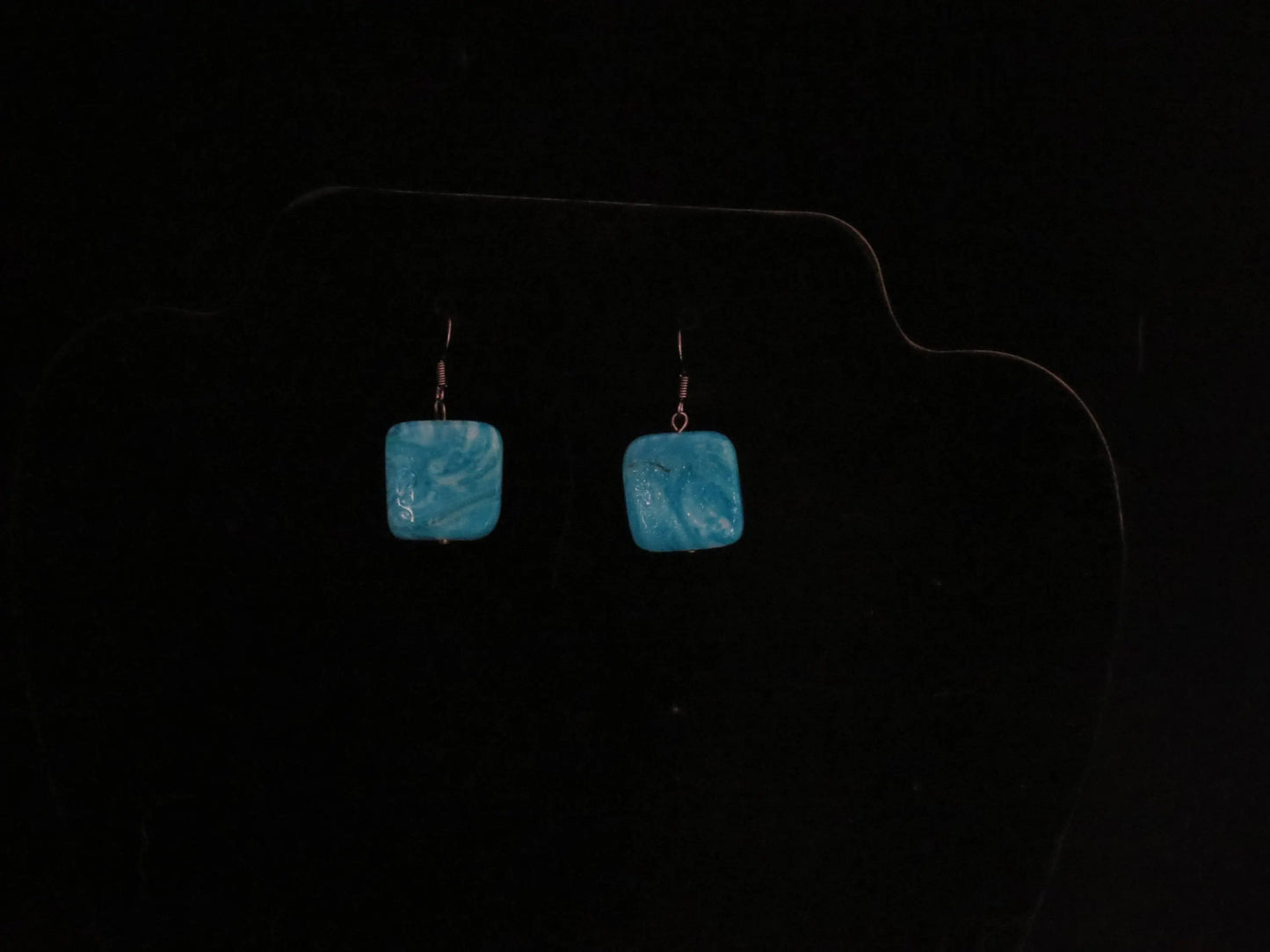 Blue Square Shell Earrings