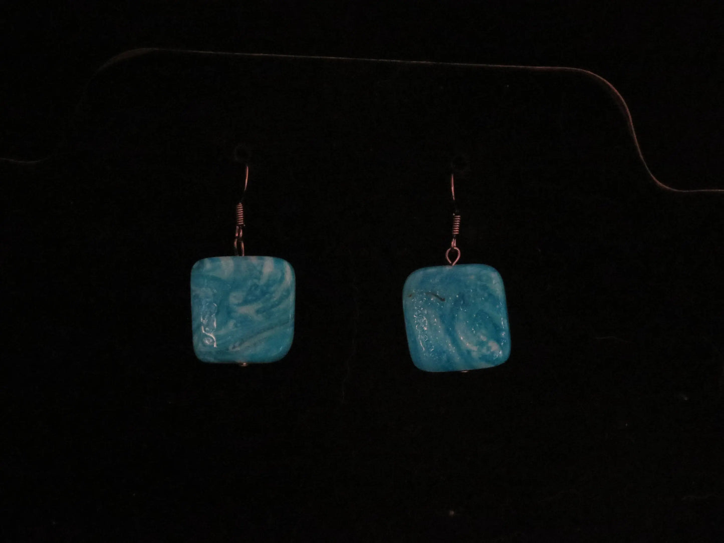 Blue Square Shell Earrings