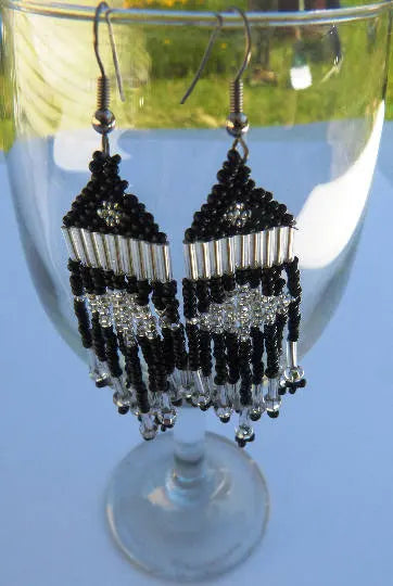 Black & Clear Tassel Earrings