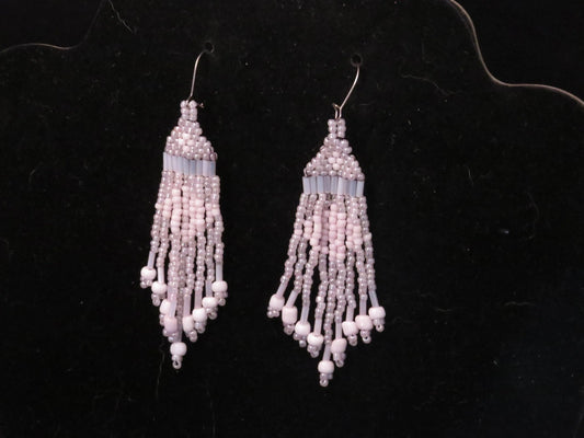 Transparent Light Pink Tassel Earrings