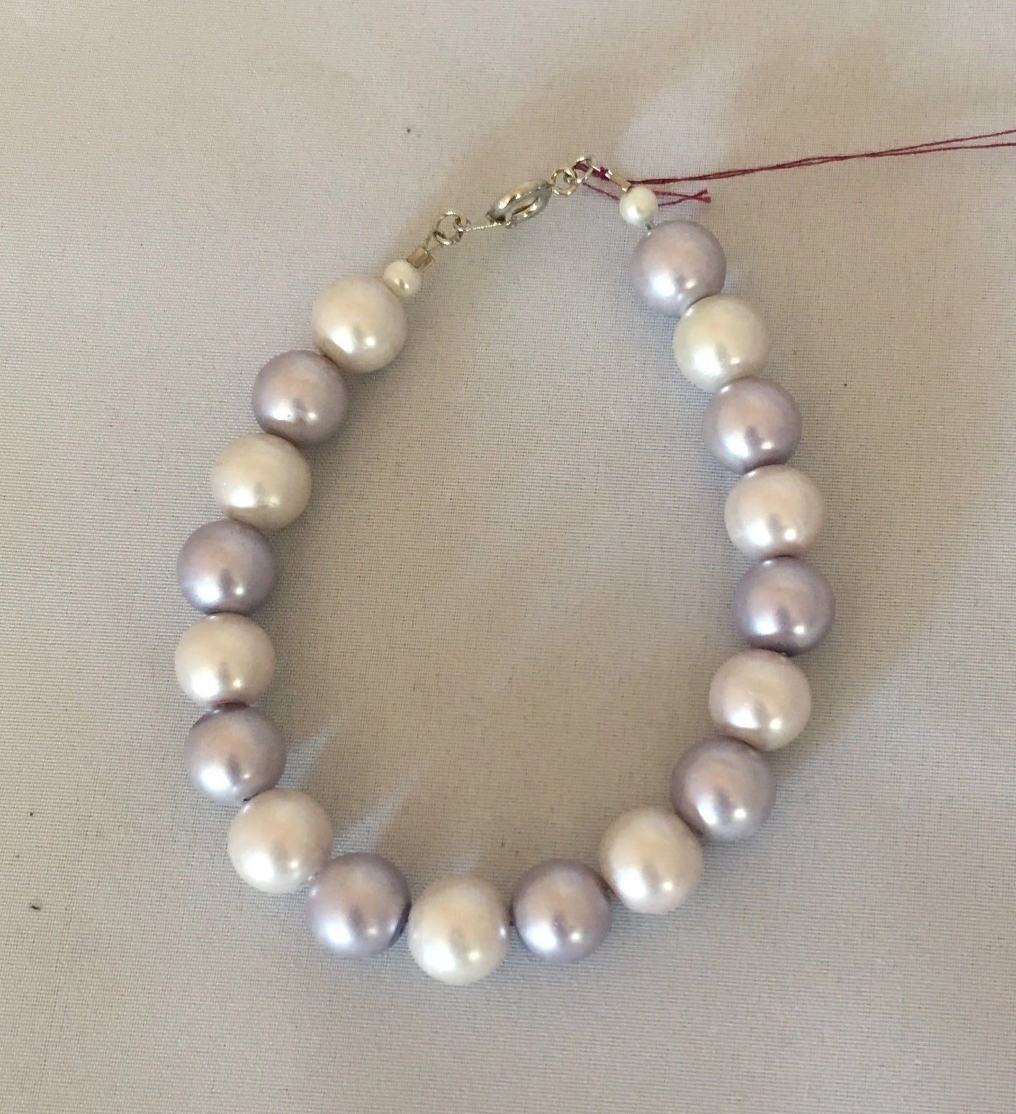Pink & Purple Glass Pearl Bracelet