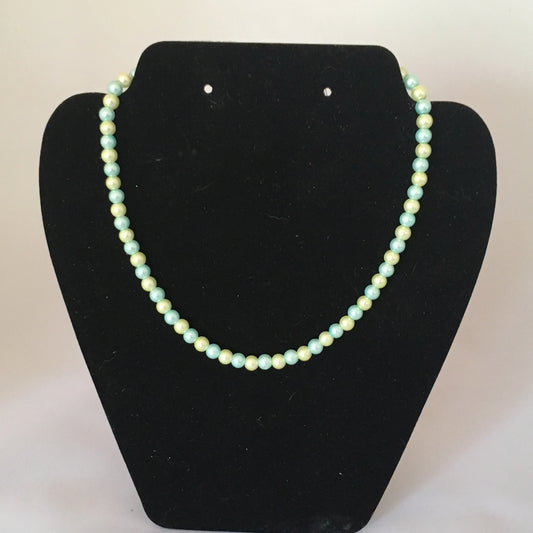 Blue & Green Glass Pearl Necklace