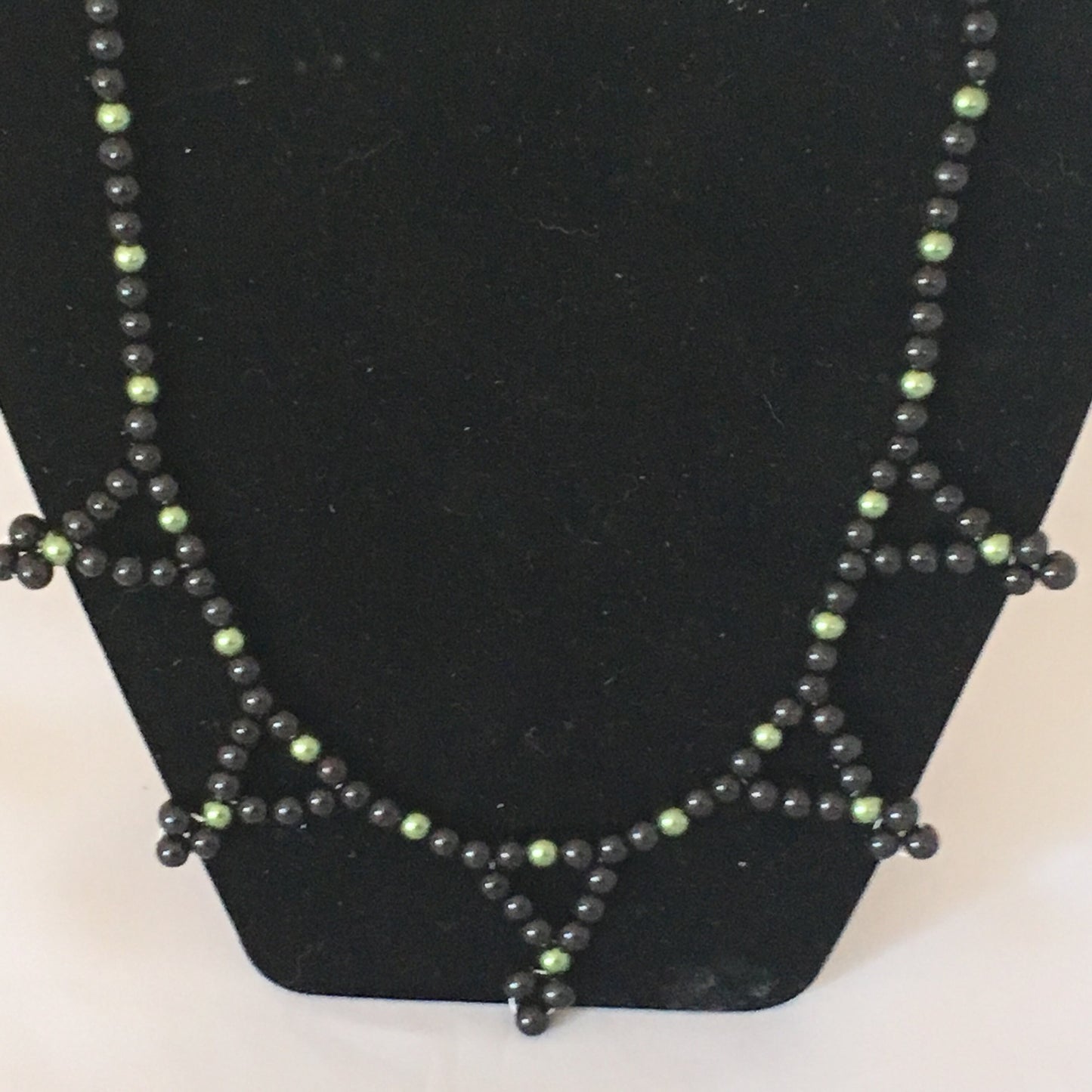 Black & Dark Green Glass Pearl Necklace