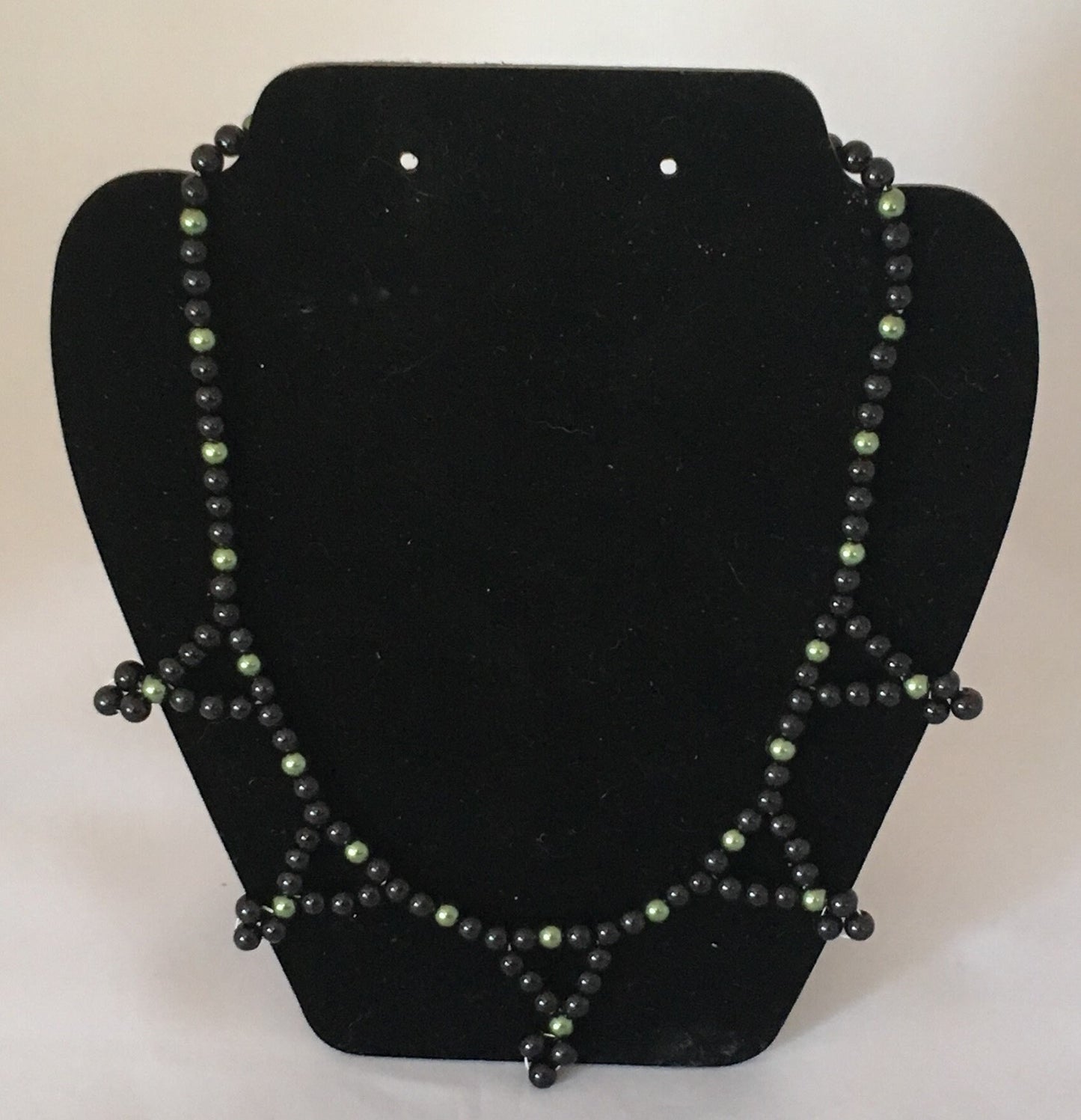 Black & Dark Green Glass Pearl Necklace