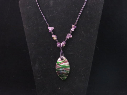 Oval Stripe Pendent Necklace