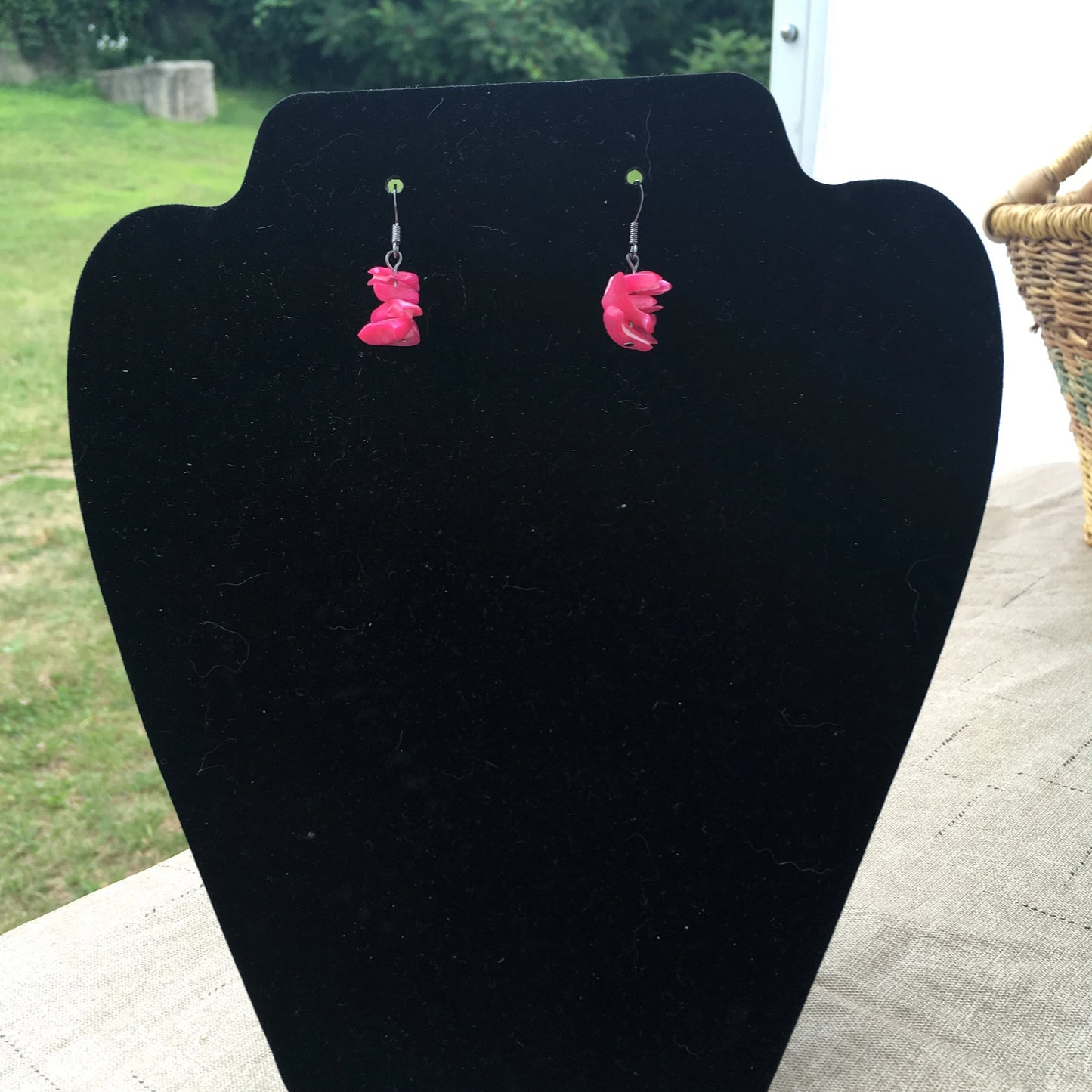 Fuchsia Shell Chip Earrings