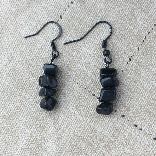 Black Onyx Chip Earrings