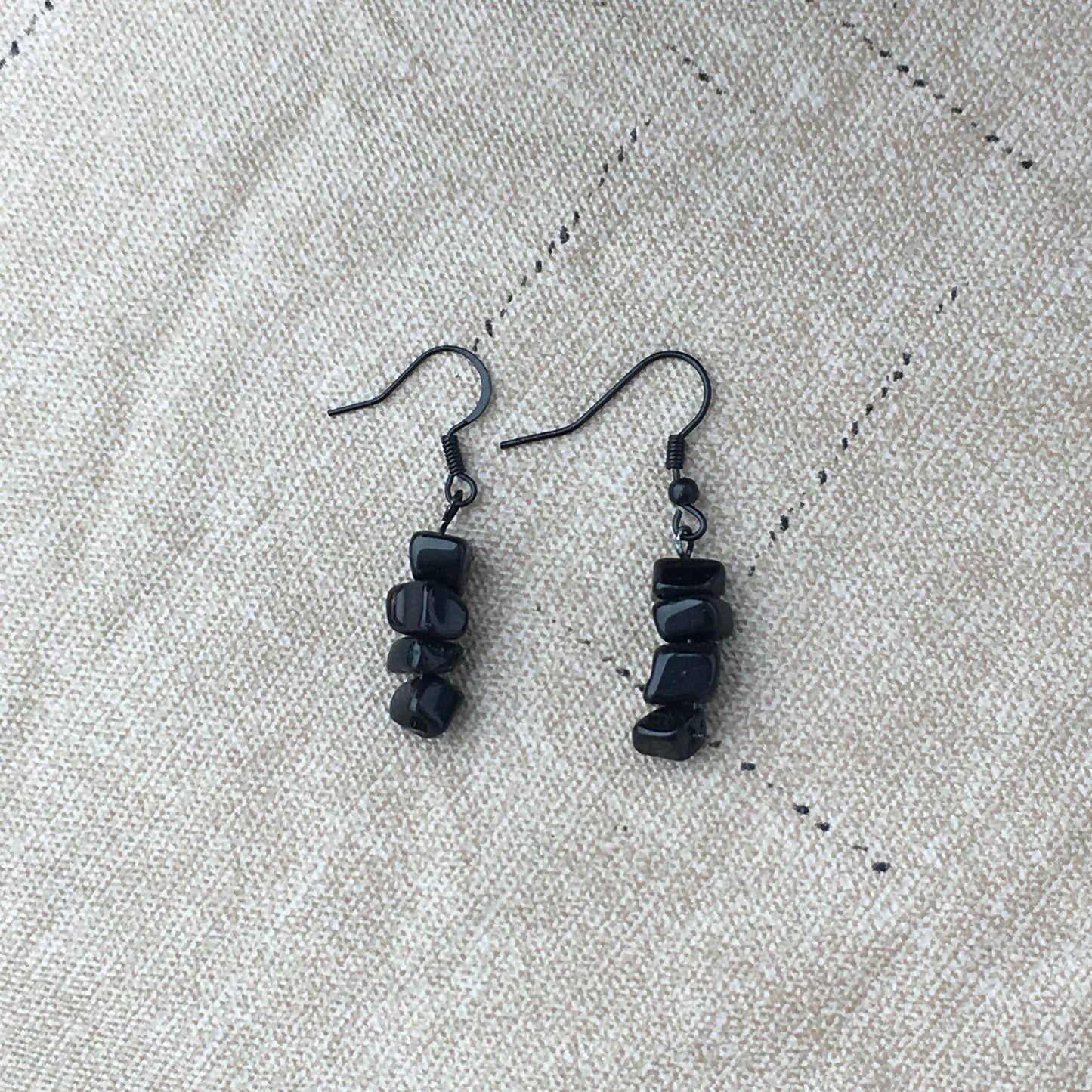 Black Onyx Chip Earrings