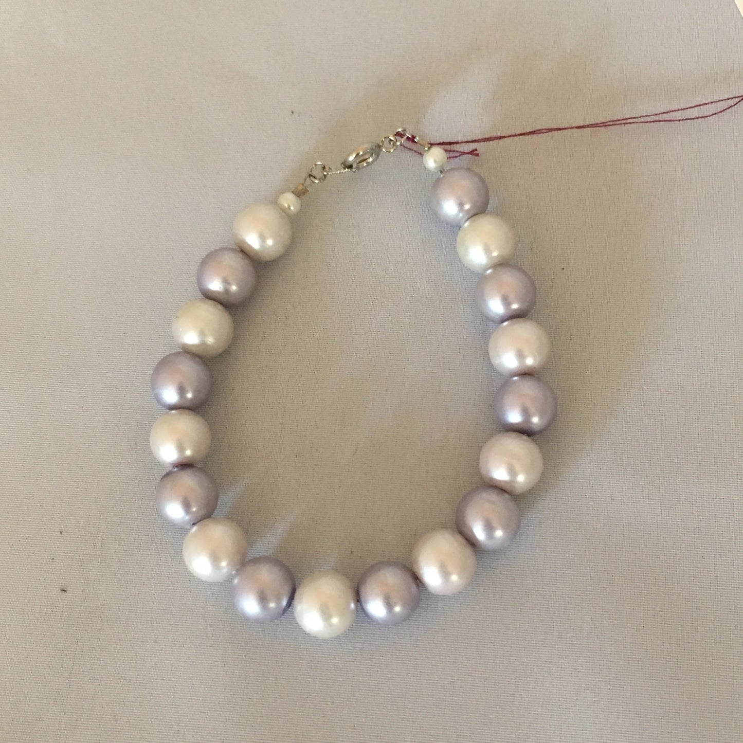 Pink & Purple Glass Pearl Bracelet