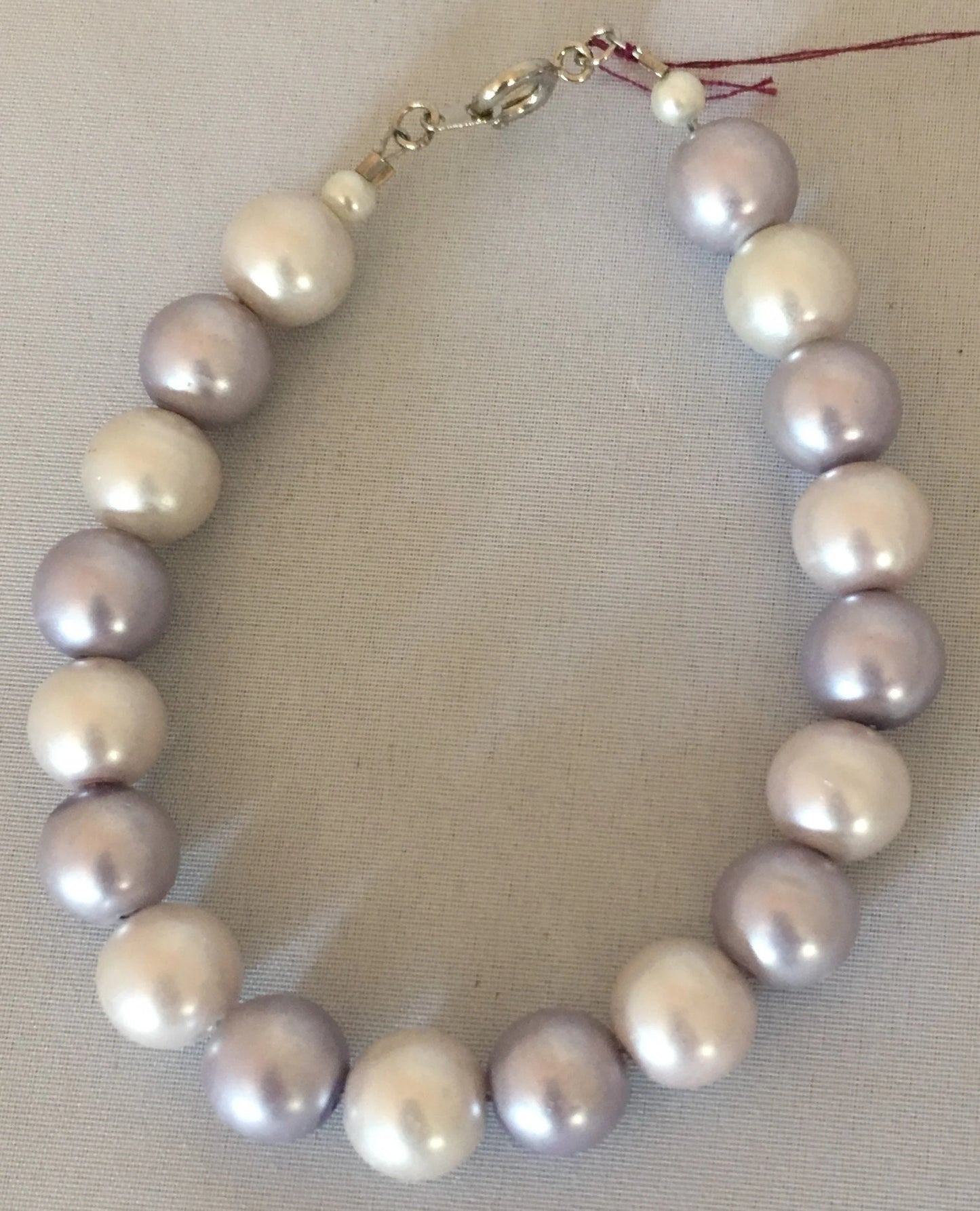 Pink & Purple Glass Pearl Bracelet