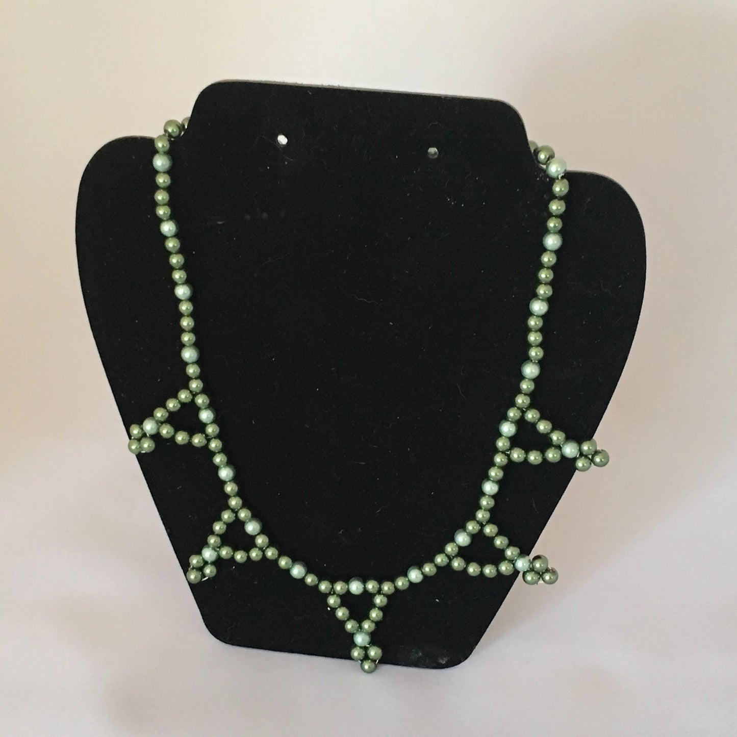 Dark Green & Sage Glass Pearl Necklace