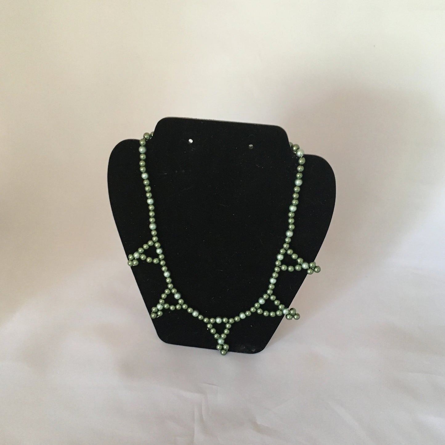 Dark Green & Sage Glass Pearl Necklace