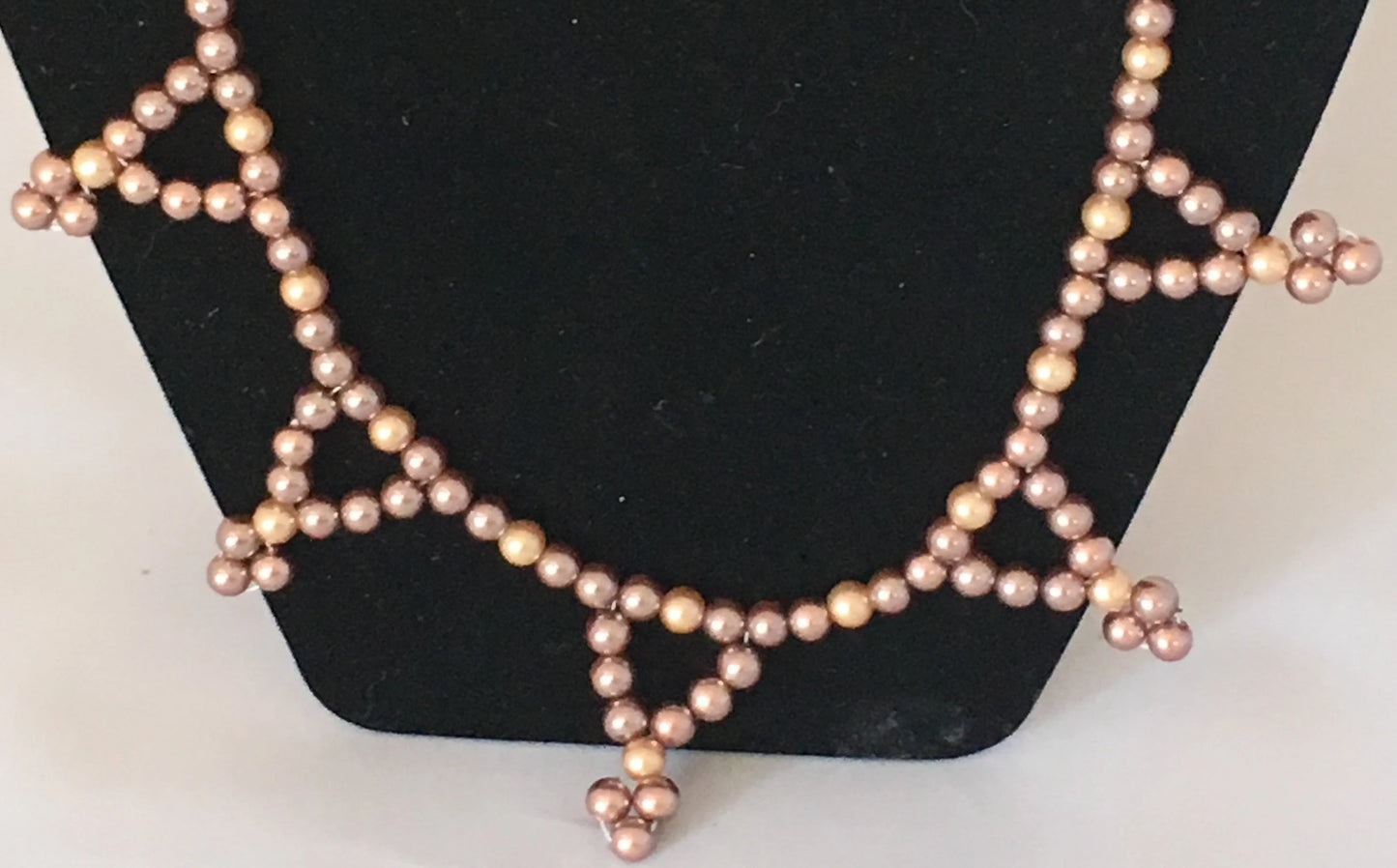 Light Brown & Gold Glass Pearl Necklace