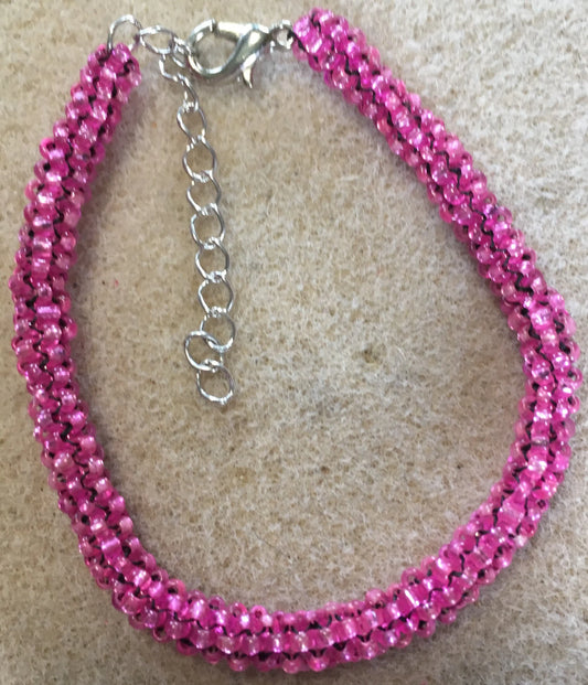 Dark Pink Tubular Peyote Bracelet