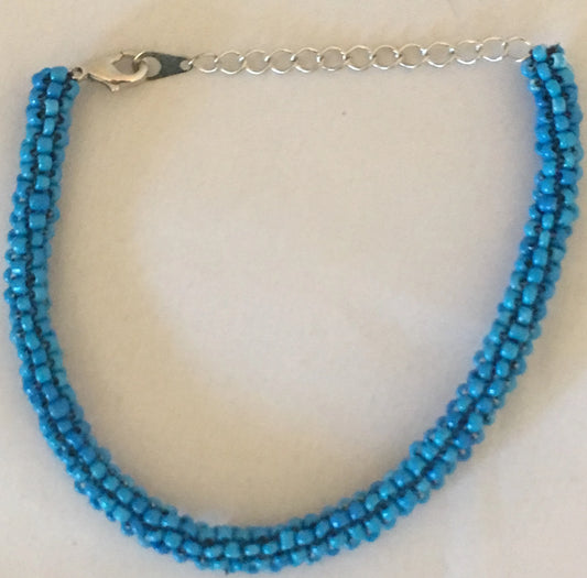 Medium Blue Tubular Peyote Bracelet