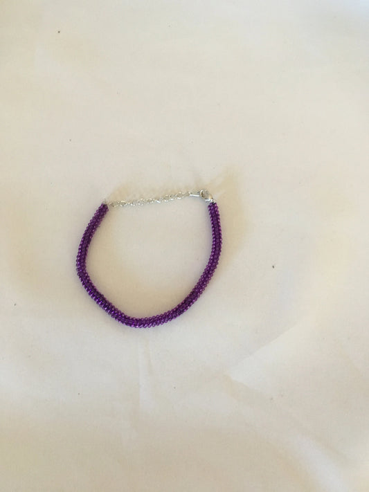 Transparent Dark Purple Tubular Peyote Bracelet