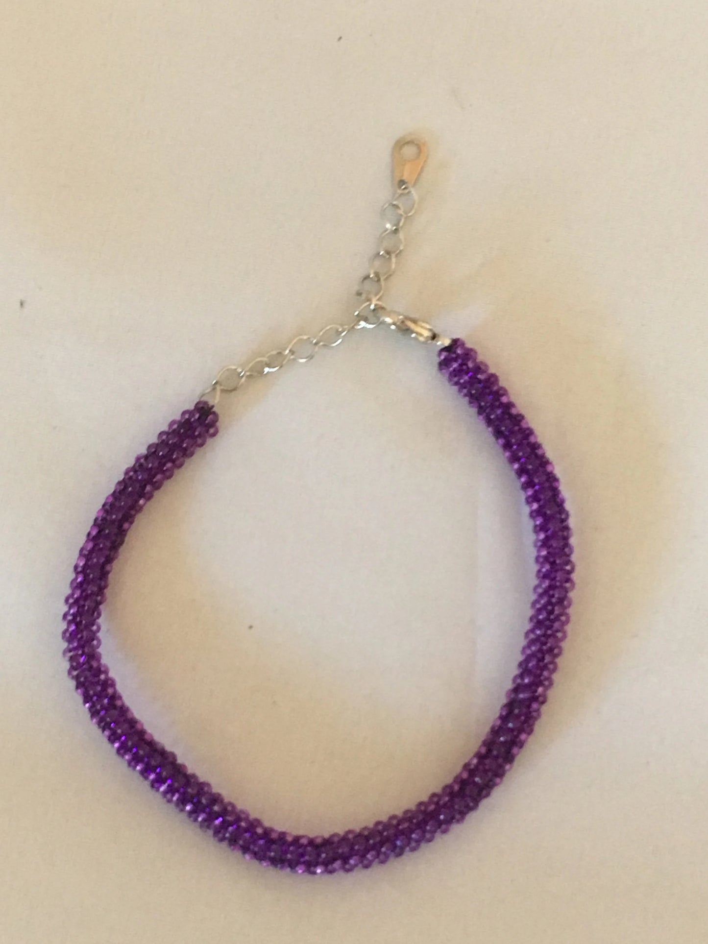 Transparent Dark Purple Tubular Peyote Bracelet