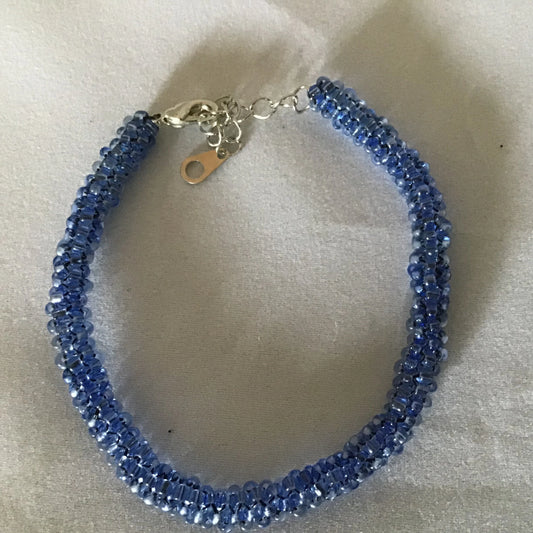 Transparent Royal Blue Tubular Peyote Bracelet