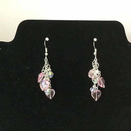 Pink Heart Dangle Earrings