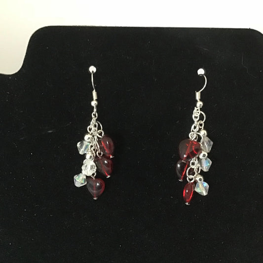 Red Hear Dangle Earrings