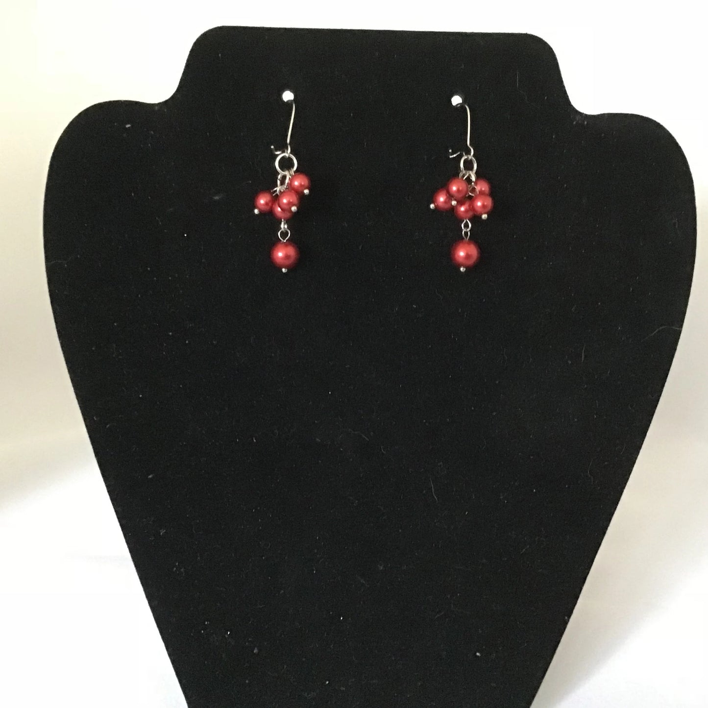 Red Pearl Dangle Earrings
