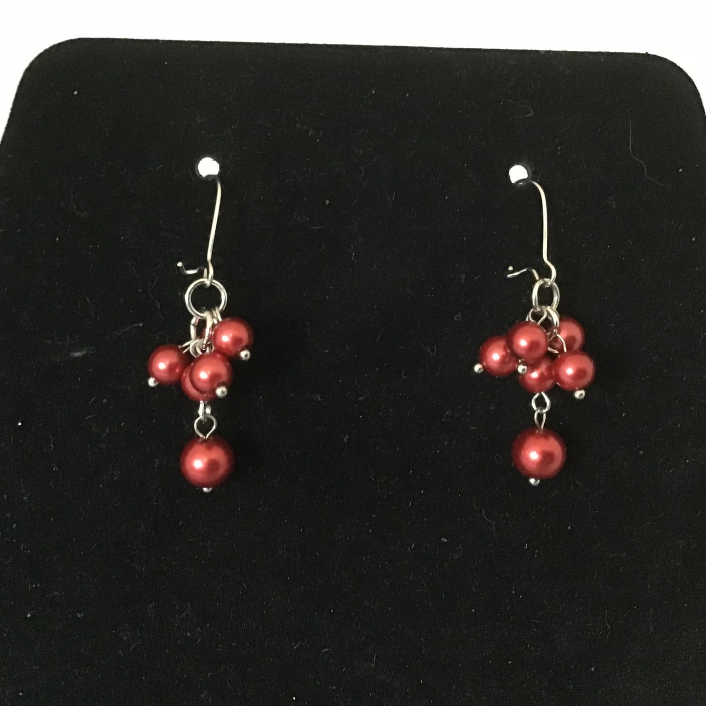 Red Pearl Dangle Earrings