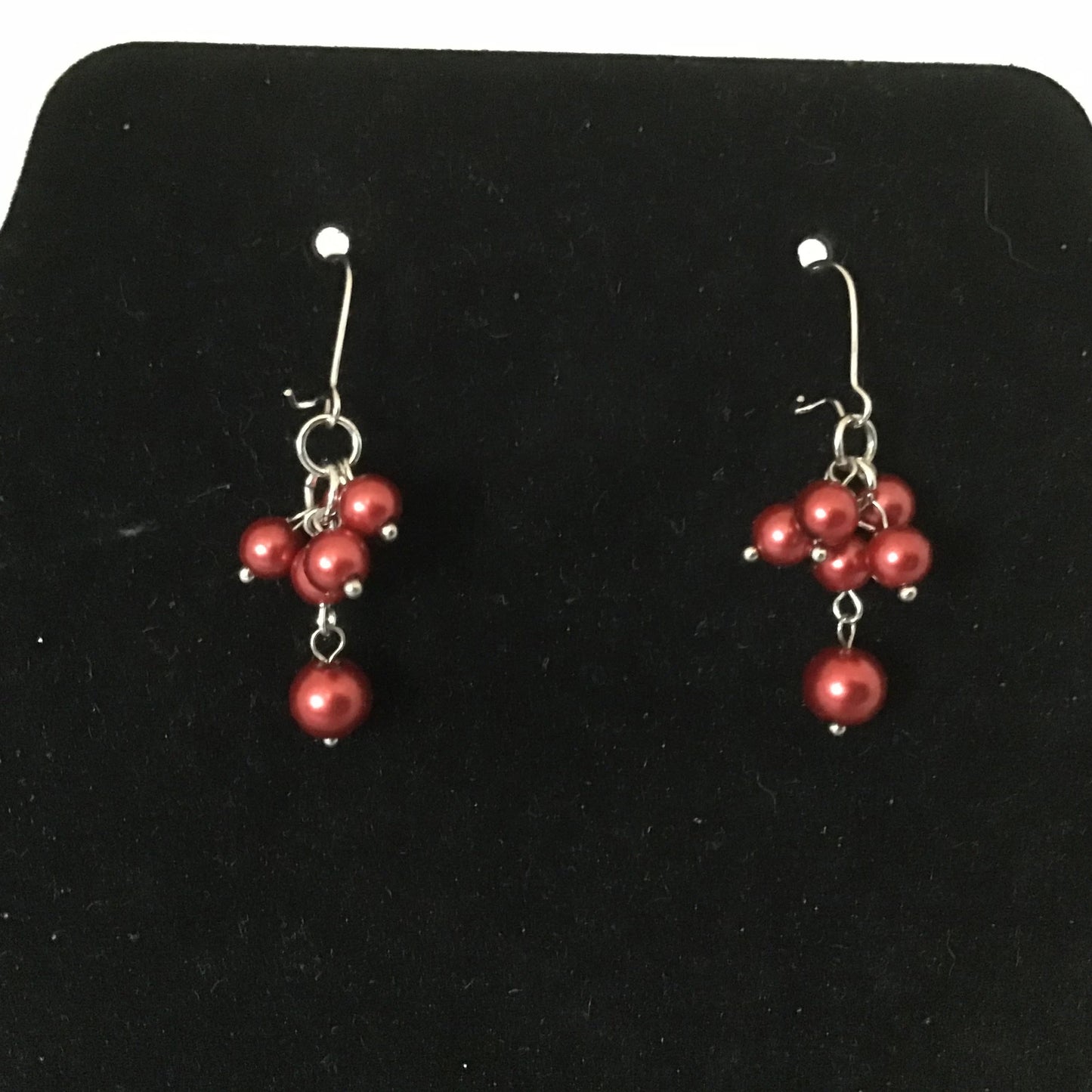 Red Pearl Dangle Earrings