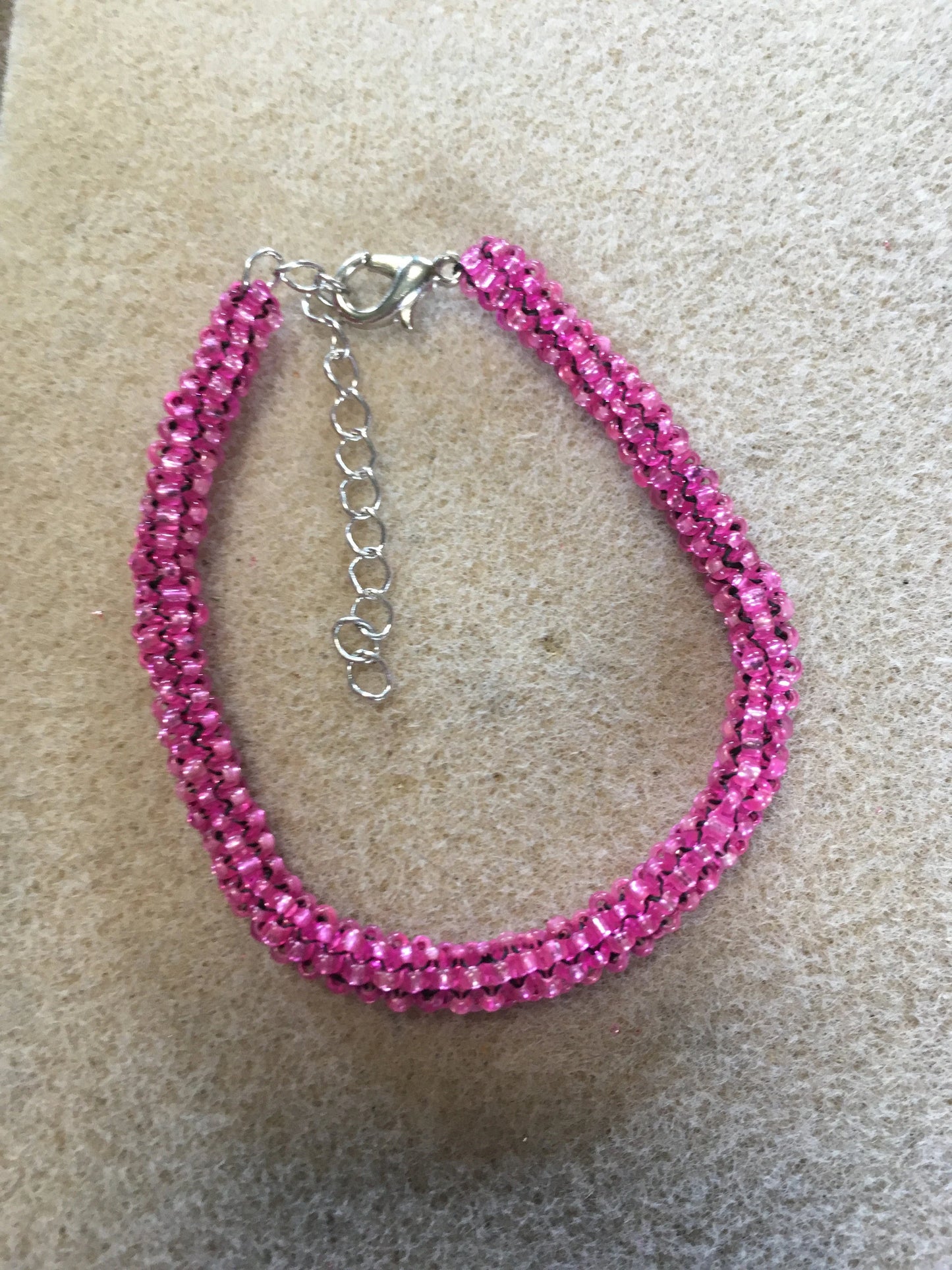 Dark Pink Tubular Peyote Bracelet