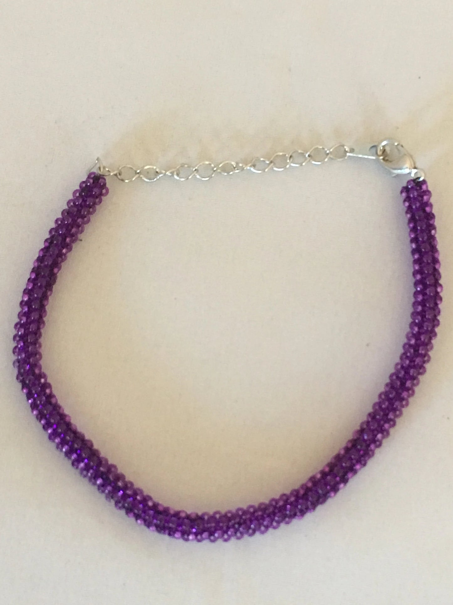 Transparent Dark Purple Tubular Peyote Bracelet