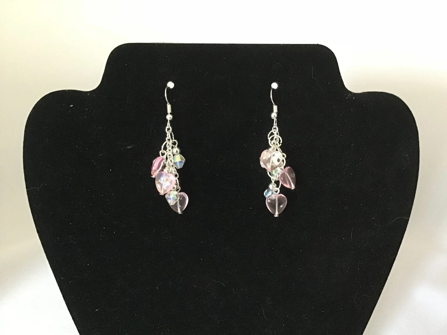 Pink Heart Dangle Earrings