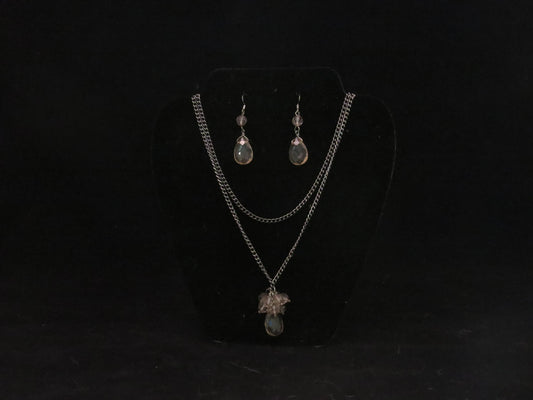 Amber & Smoke Necklace & Earring Set